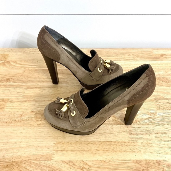 Stuart Weitzman Suede Tassup Moc Oxford Tassel Platform Heels, Women’s Size 7.5 - Picture 7 of 13